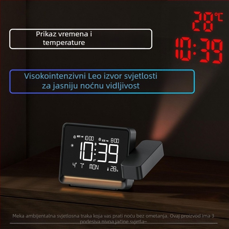 Projekcijski sat s LED prikazom, Bluetooth, automatsko kalibriranje vremena, termometar