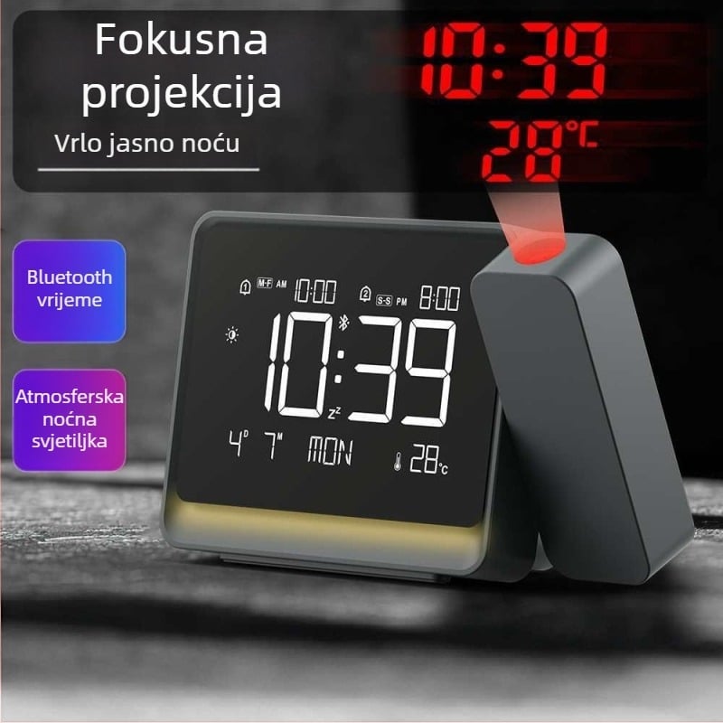 Projekcijski sat s LED prikazom, Bluetooth, automatsko kalibriranje vremena, termometar