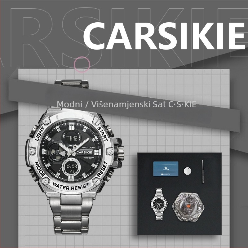 Muški sat od nehrđajućeg čelika s kvarcnim mehanizmom Seagull 63565, kvadratni brojčanik sa safir kristalom, vodootpornost 3 ATM, nehrđajuća čelična narukvica, ograničeno izdanje Godina Zmaja