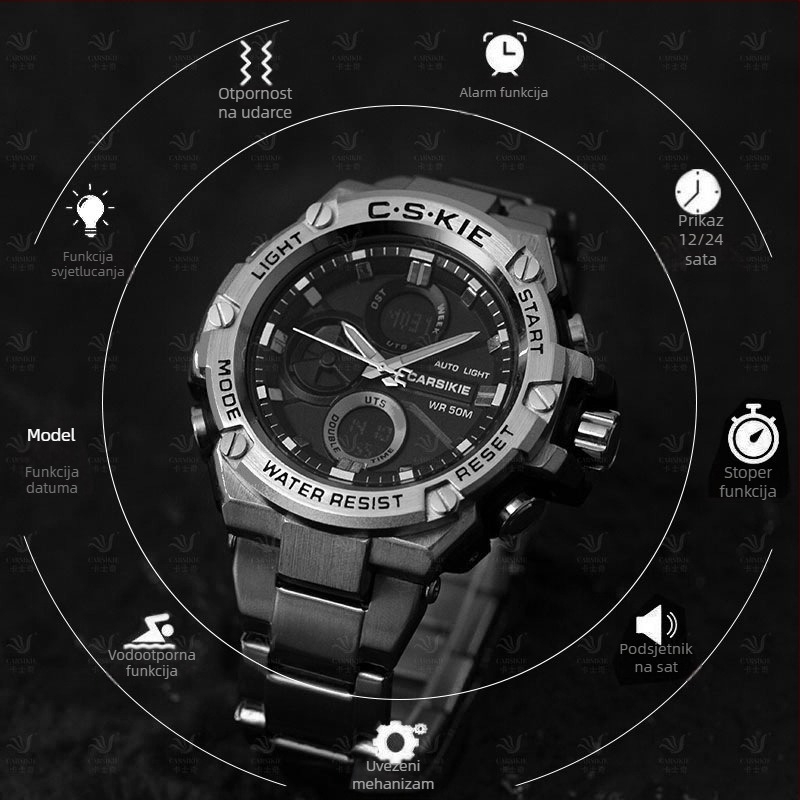 Muški sat od nehrđajućeg čelika s kvarcnim mehanizmom Seagull 63565, kvadratni brojčanik sa safir kristalom, vodootpornost 3 ATM, nehrđajuća čelična narukvica, ograničeno izdanje Godina Zmaja