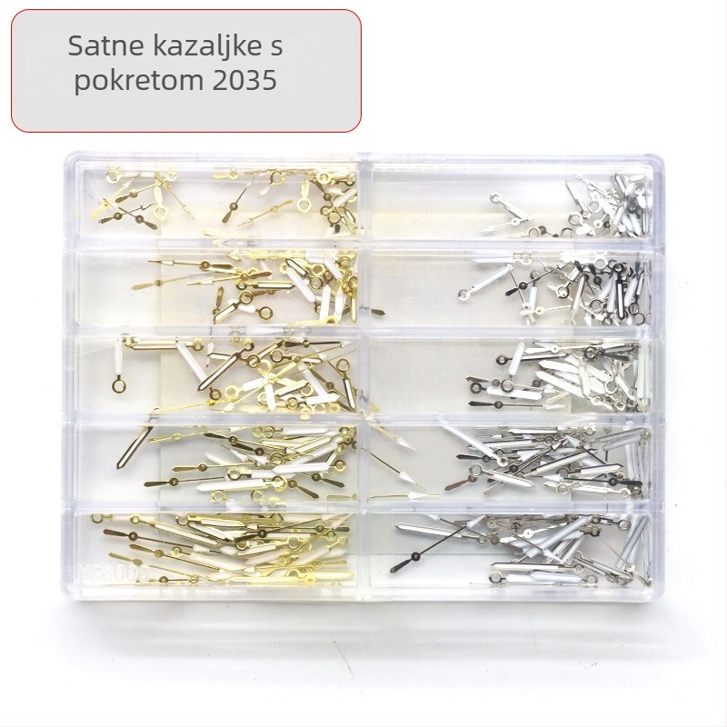 Set kazaljki za sat za mehanizam 2035 s luminescentnim pokazivačima; kazaljke za čas, minut i sekundu; troje igle; kompatibilno s PC SL68, model 8017