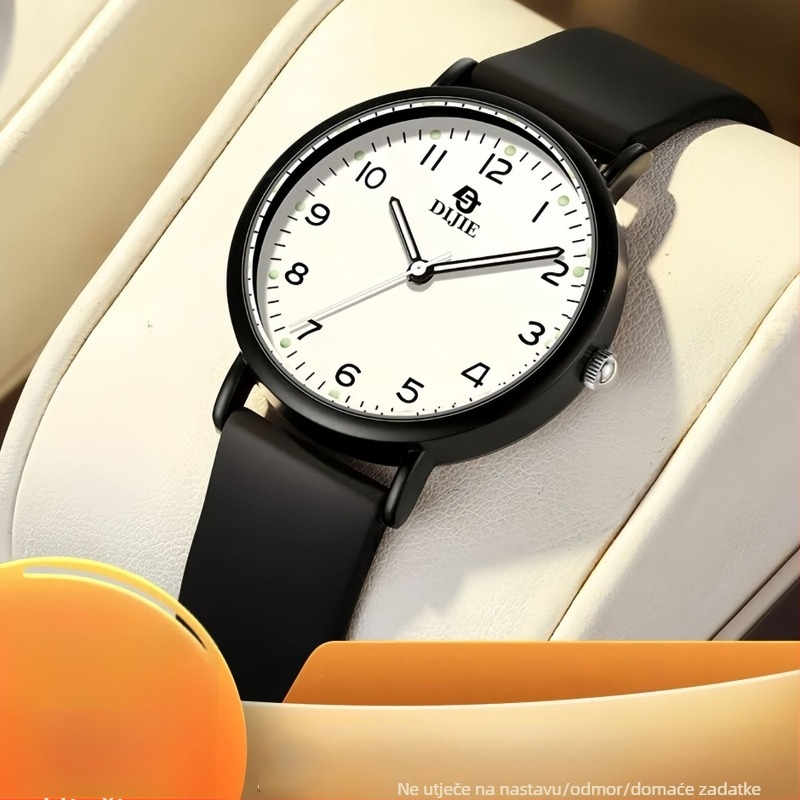 Dječji kvarcni sat s gumenim remenom, plastičnim kućištem, analogni prikaz, vodootporan do 30 m