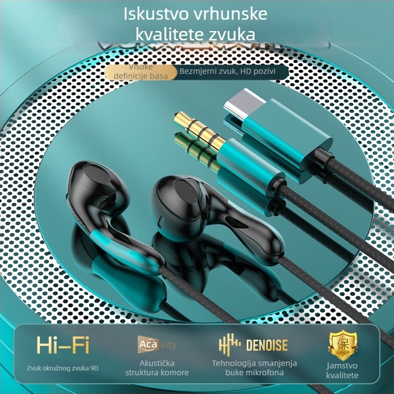 Žičane gaming in-ear slušalice S04, 3,5 mm izravni utikač, mikrofon, frekvencijski raspon 20–2000 Hz, za OPPO/Huawei/vivo