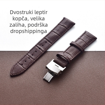Kožni kaiš za sat od teleće kože sa dvostrukom leptir kopčom, unisex, mogućnost dodavanja logotipa