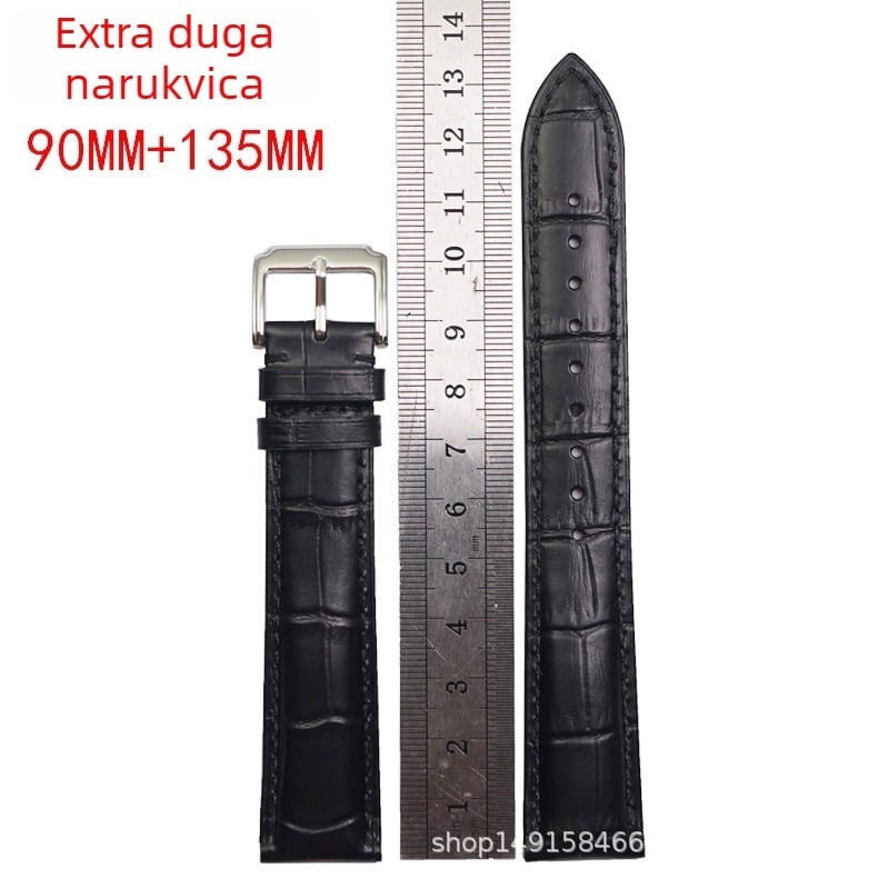 Remen za sat od prave kože tele, izuzetno dug, dvostrani, uzorak krokodila