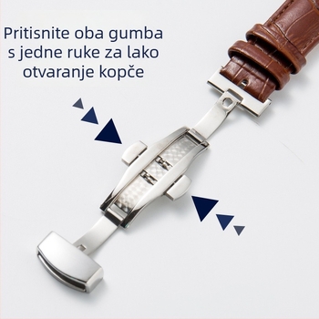 Unisex remen za sat od prave kože s bambusovim uzorkom i kopčom leptir, pakiranje 50 kom.