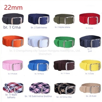 Perlon mrežasti remen za sat, vodootporan, tekstil, debljina 1.25–1.4 mm, duljine 260–265 mm ili 275–280 mm