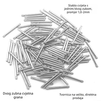 Osovina kaiša za sat s motivom cvjetne grančice – 304 nehrđajući čelik, s jednim ili dvama zubima, dijelovi za kaiš, kutija 1000 kom