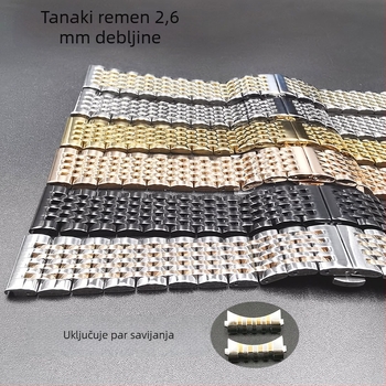 Jiuzhu narukvica za sat od nehrđajućeg čelika, leptir kopča, čvrsta konstrukcija, model Jiuzhu, svestran casual stil