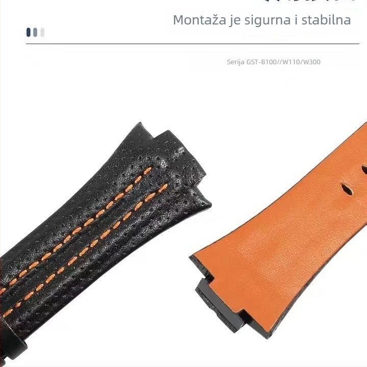 Seiko kožni remen za sat s konveksnim gumiranim vrhom i površinskim rupama, SNL029P2