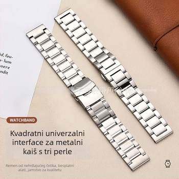 Nerđajući čelični kaiš za sat, kutnog tipa dizajn, zamjenski metalni kaiš za muškarce, poslovni i modni stil, proljetno izdanje 2025