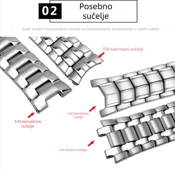 Zamjenski remen za Casio sat, čvrsti nehrđajući čelični remen, kompatibilan s EF-539, EF-544, EF-550, EF-527, EF-530, EF-534, LONGSEN/Langchen