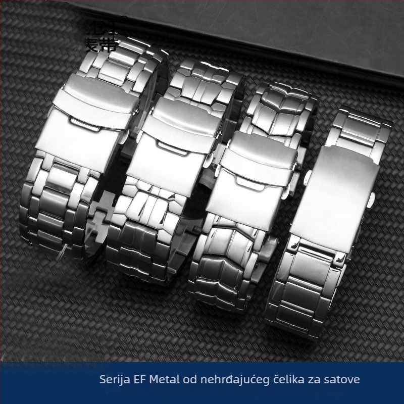 Zamjenski remen za Casio sat, čvrsti nehrđajući čelični remen, kompatibilan s EF-539, EF-544, EF-550, EF-527, EF-530, EF-534, LONGSEN/Langchen