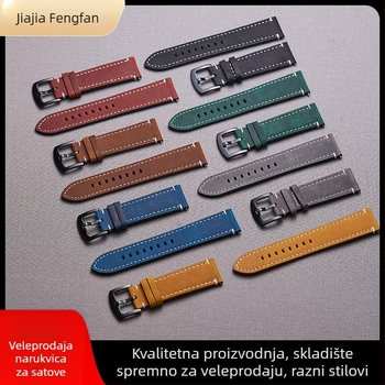 Remen za pametni sat — mijenja boju, Crazy Horse koža, retro prirodna koža, kompatibilan s pametnim satovima