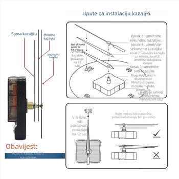 Sun kvarcni mehanizam za DIY križni šav visi sat – plastično kućište, moderan minimalistički stil, 500 kom