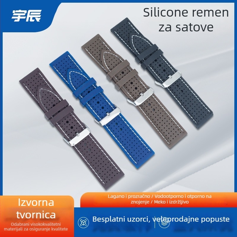 Silikonska narukvica za sat – vodootporna i prozračna, univerzalna kompatibilnost, marka YCH, zima 2023