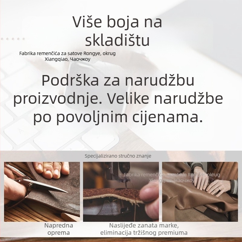 Rongye narukvica od prave kože za Apple Watch s uzorkom krokodila i bambusa, kompatibilna s Apple Watch generacije 1–5