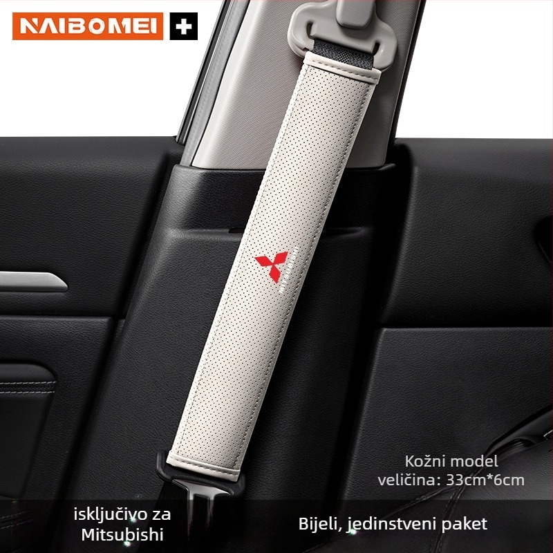 Kožna podloga za ramenski pojas sigurnosnog pojasa za Mitsubishi Outlander, Lancer i Pajero – dekorativni dodatak