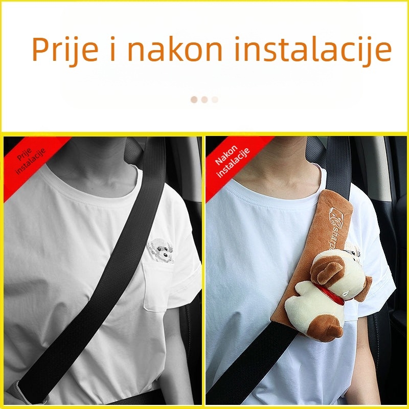 Prilagodljivi karikaturni jastuk za rameni pojas automobila, poliester, s otiskom logotipa