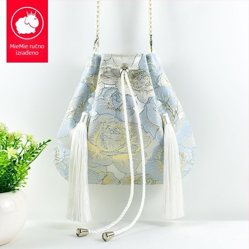 Hanfu nadahnut crossbody torba s resicama, poliester, casual stil, zatvaranje poklopcem, oblik: drugi