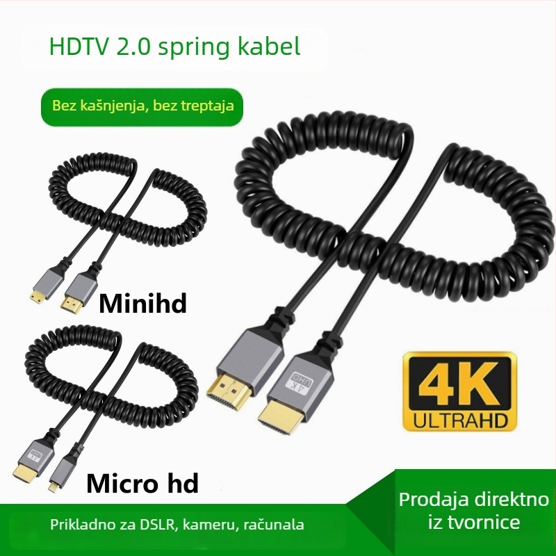 Imison/Emison x099 Mini HDMI na HDMI 2.0 izvlačni kabel za mikro SLR kameru, bakar bez oksidacije, zlatni konektori, duljina 1,5 m, model x099