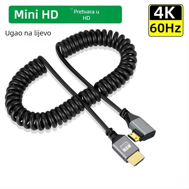 Imison/Emison x099 Mini HDMI na HDMI 2.0 izvlačni kabel za mikro SLR kameru, bakar bez oksidacije, zlatni konektori, duljina 1,5 m, model x099