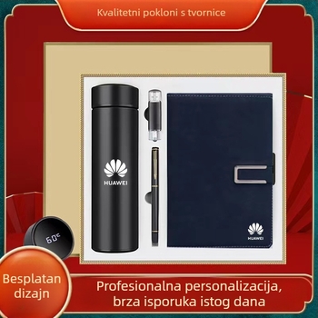 Set poklon termos šalice i bilježnica — s čajem filterom, velika kapaciteta, unutarnji 304 nehrđajući čelik, vanjski 201 nehrđajući čelik, vakuumska izolacija 6–12 sati