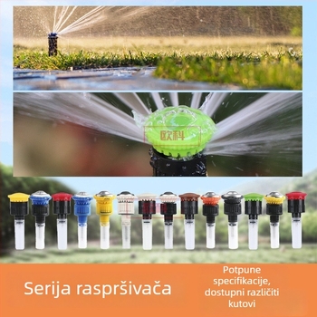 Podzemna vrtna prskalica s teleskopskim automatskim podizanjem — izrađena od tehničkih plastika, stabilno i ravnomjerno raspršivanje, pogodna za kućne vrtove, poljoprivredu i javne zelene površine.