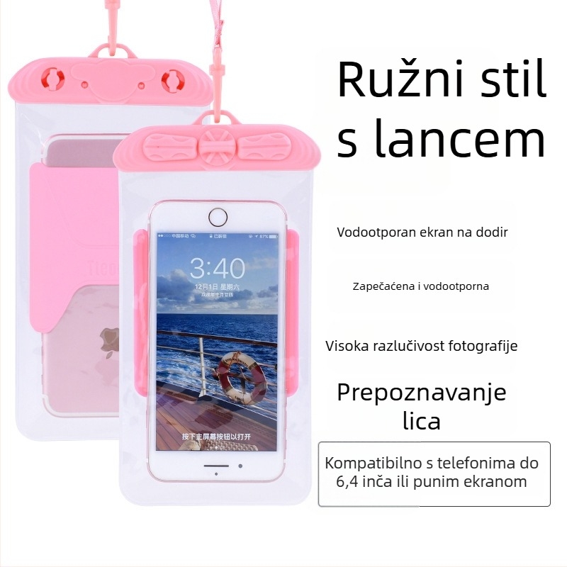 Vodootporna torbica za mobitel s zaslonom na dodir, prozirna PVC futrola, može stati dva mobitela za plivanje i ronjenje