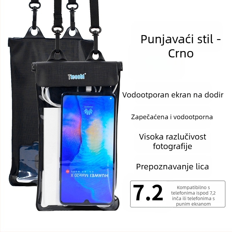 Vodootporna torbica za mobitel s zaslonom na dodir, prozirna PVC futrola, može stati dva mobitela za plivanje i ronjenje