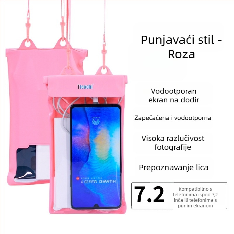 Vodootporna torbica za mobitel s zaslonom na dodir, prozirna PVC futrola, može stati dva mobitela za plivanje i ronjenje