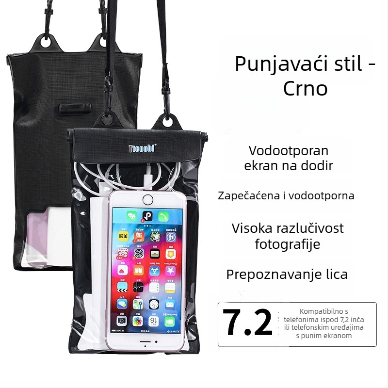 Vodootporna torbica za mobitel s zaslonom na dodir, prozirna PVC futrola, može stati dva mobitela za plivanje i ronjenje