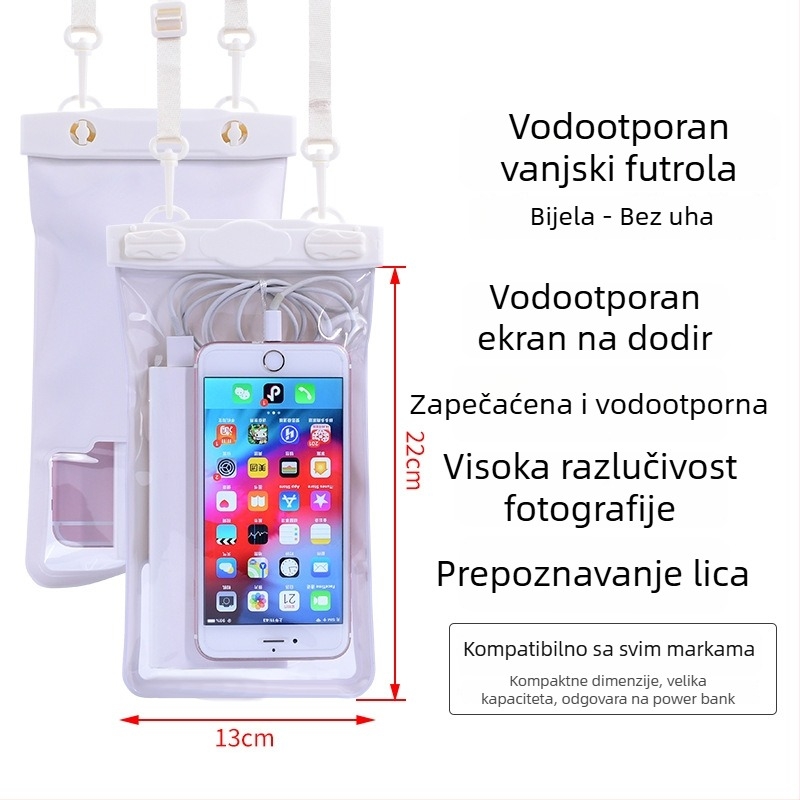 Vodootporna torbica za mobitel s zaslonom na dodir, prozirna PVC futrola, može stati dva mobitela za plivanje i ronjenje