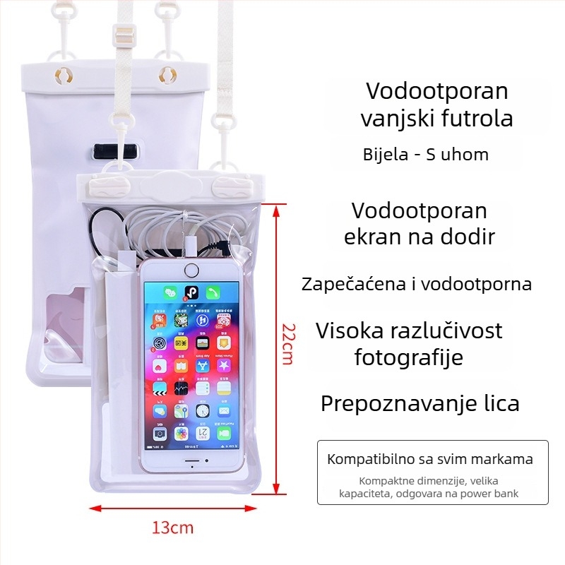Vodootporna torbica za mobitel s zaslonom na dodir, prozirna PVC futrola, može stati dva mobitela za plivanje i ronjenje