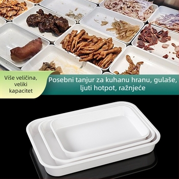 Melaminska četverokutna ploča za marinirana jela, glazirana površina, moderan minimalistički stil, jednobojni uzorak