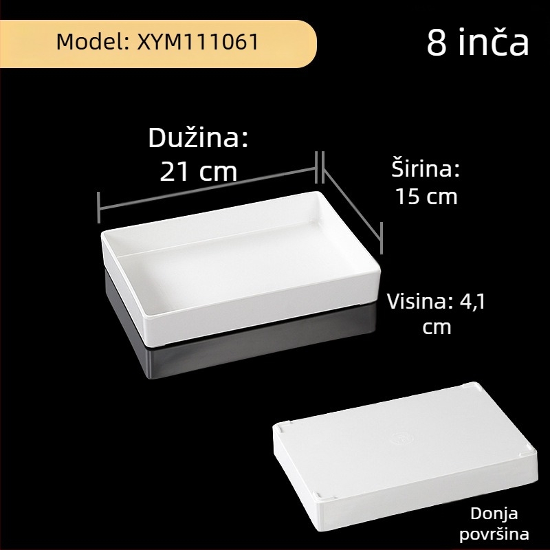 Melaminska četverokutna ploča za marinirana jela, glazirana površina, moderan minimalistički stil, jednobojni uzorak