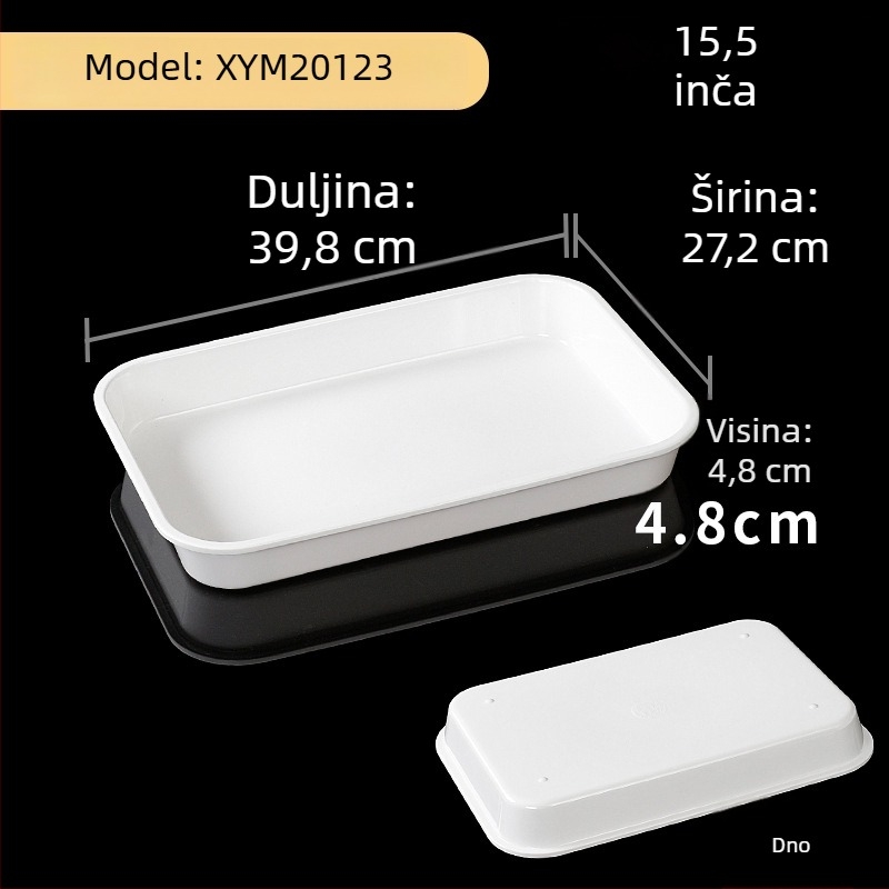 Melaminska četverokutna ploča za marinirana jela, glazirana površina, moderan minimalistički stil, jednobojni uzorak