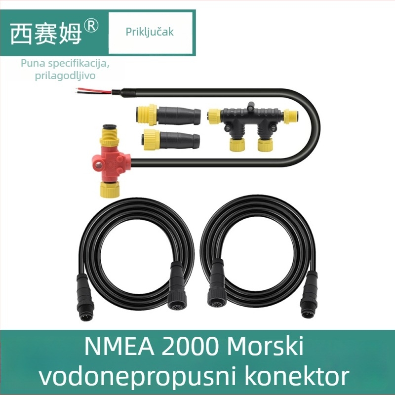 Morski vodootporni M12 5P konektor, muški i ženski aviation plug, serija M12-A, 5 vodiča, izolator od bakarne zliatine, za mrežu NMEA2000