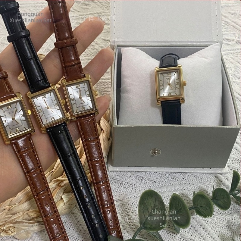HL-025 Ženski sat s švicarskim ETA kvarčnim mehanizmom, kvadratni cifernik 36 mm, kožni remen, vodootpornost 30 m, prilagodljiv logotip