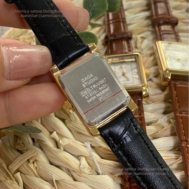 HL-025 Ženski sat s švicarskim ETA kvarčnim mehanizmom, kvadratni cifernik 36 mm, kožni remen, vodootpornost 30 m, prilagodljiv logotip