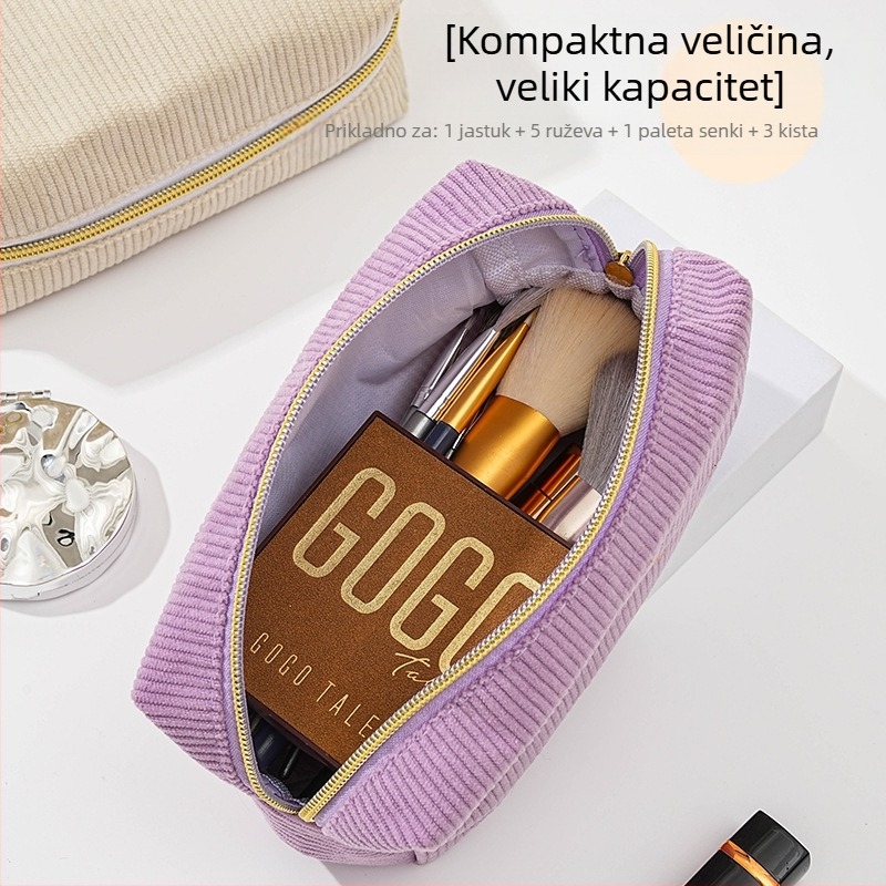 Corduroy skladišna torba, unisex, s Nylon podstavom, zatvarač, višenamjenski organizator za olovke, kozmetiku i putne potrebe