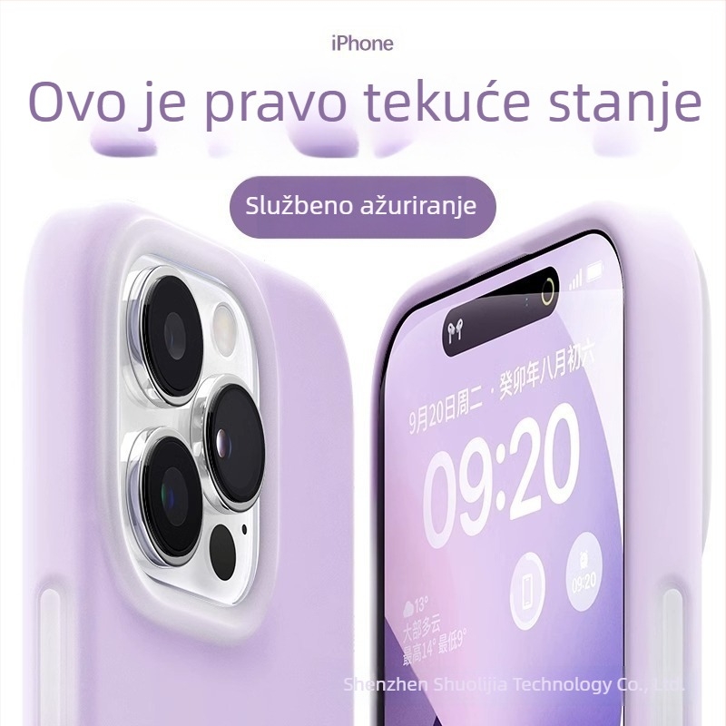 Kryt od tekućeg silikona za iPhone – potpuno zaštita, precizni izrezi; boje: žuta, zelena, crna.