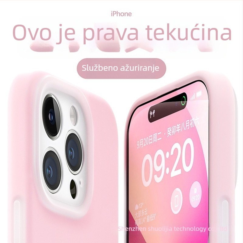 Kryt od tekućeg silikona za iPhone – potpuno zaštita, precizni izrezi; boje: žuta, zelena, crna.