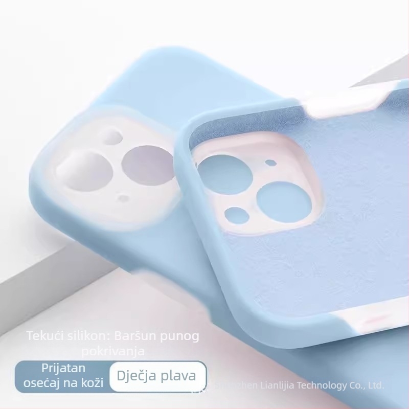 Kryt od tekućeg silikona za iPhone – potpuno zaštita, precizni izrezi; boje: žuta, zelena, crna.