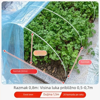 Arkov okvir za staklenik, vlaknaste šipke i pribor, trodijelni set za poljoprivrednu sadnju