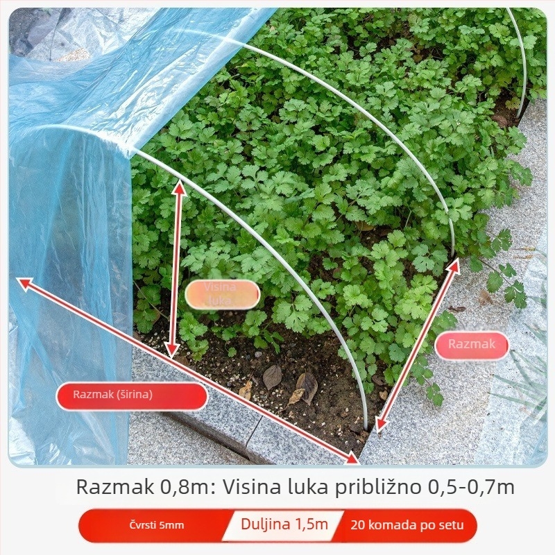 Arkov okvir za staklenik, vlaknaste šipke i pribor, trodijelni set za poljoprivrednu sadnju