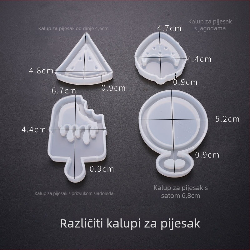Silikonska kalupa za smolu za DIY nakit – nepravilni oblici: mjesec, srce, sladoled, zvjezdica