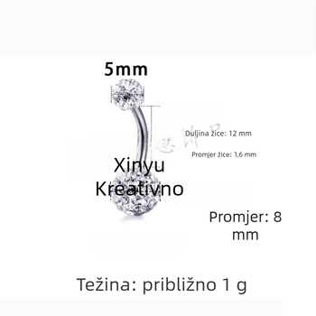 Nerđajući čelični pupčani prsten – unisex modni stil OL, dizajn s slovima/tekstom, prilagodljiv