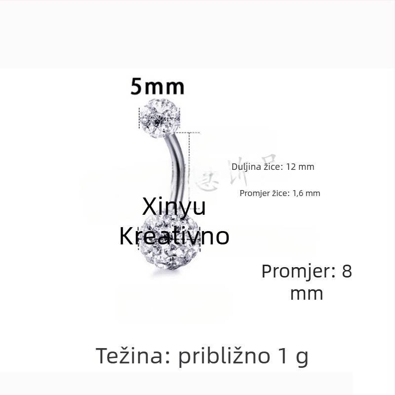 Nerđajući čelični pupčani prsten – unisex modni stil OL, dizajn s slovima/tekstom, prilagodljiv