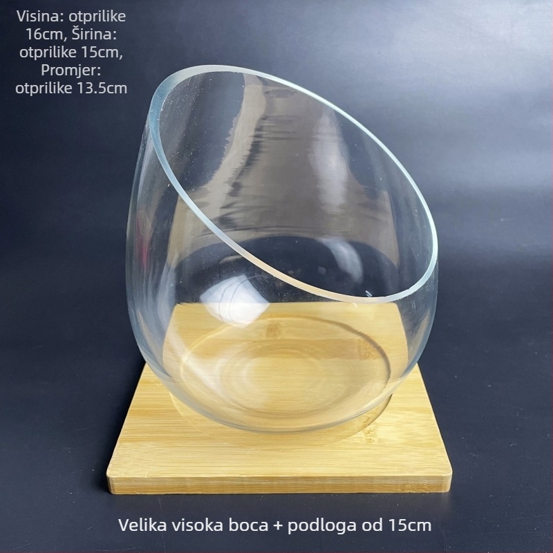 Staklena boca s mahom, mikropejzažni ekološki akvarij za zlatne ribice — dizajn s kružnim otvorom, sukulenti; Marka: Small Space Big World; Pakiranje: karton; Prikaz: na površini